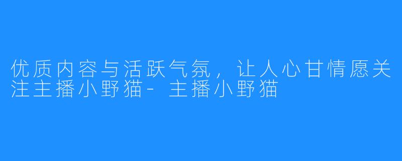 优质内容与活跃气氛，让人心甘情愿关注主播小野猫-主播小野猫
