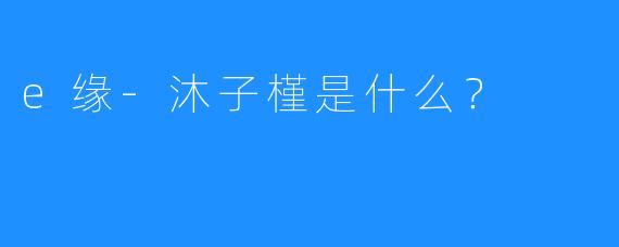 e缘-沐子槿是什么？