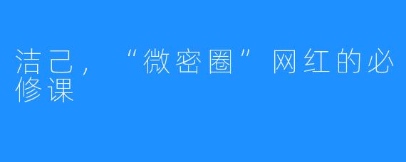 洁己,“微密圈”网红的必修课