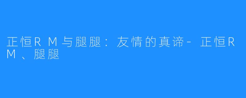 正恒RM与腿腿:友情的真谛-正恒RM、腿腿