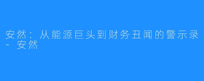 安然:从能源巨头到财务丑闻的警示录-安然