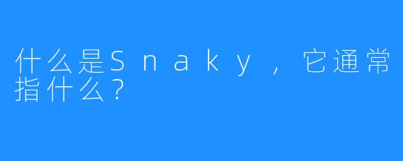 什么是Snaky，它通常指什么？