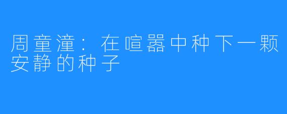 周童潼:在喧嚣中种下一颗安静的种子