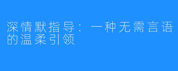 深情默指导：一种无需言语的温柔引领