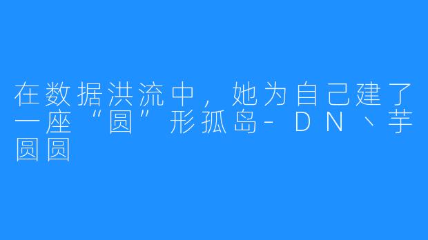 在数据洪流中,她为自己建了一座“圆”形孤岛-DN丶芋圆圆