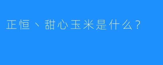 正恒丶甜心玉米是什么？